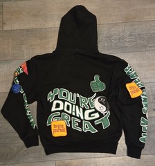 FIRST ROW Spring Break All Over Patch Hoodie Black – Street Wear Fashion Sz S