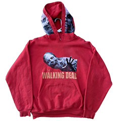 The Walking Dead Hoodie Mens Large Red Gildan Zombie Graphic Hood Pullover AMC