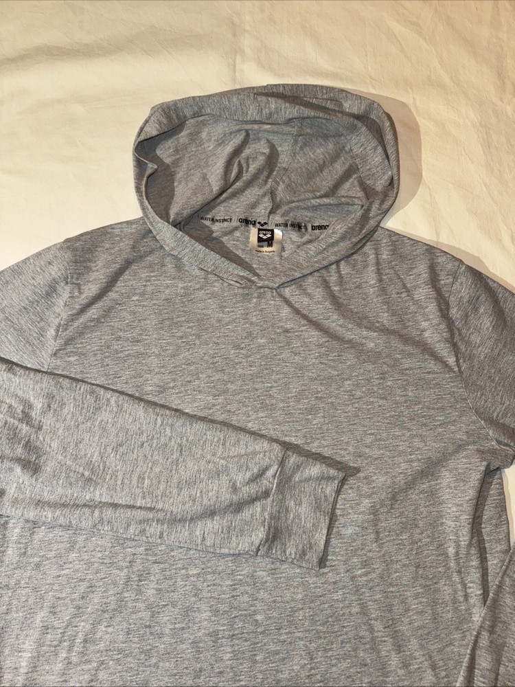 Arena Water Instinct Men’s Hoodie Hoody Lightweight Gray Medium Cotton Polyester