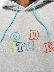 Odd Future Rainbow Letter Gray Hoodie Multi Color Logo Pullover Steetwear