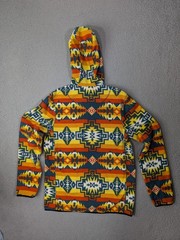 Dravus Fleece Hoodie Size Large Southwestern Aztec 1/4 Snap Jacket Colorful