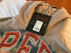 Stray Men’s Large Hoodie with Race Car Graphic New With Tags Beige Color