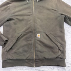 Carhartt Hoodie Mens M Green Full Zip Hooded Fleece Lined Pockets Heavyweight