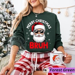 Merry Christmas Bruh Retro Sweatshirt Holiday Apparel Gift