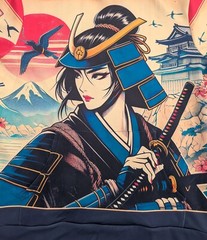 AMIALA Japanese Female Samurai Hooded Sweatshirt, 3D Unisex Hoodie S M L XL 2XL