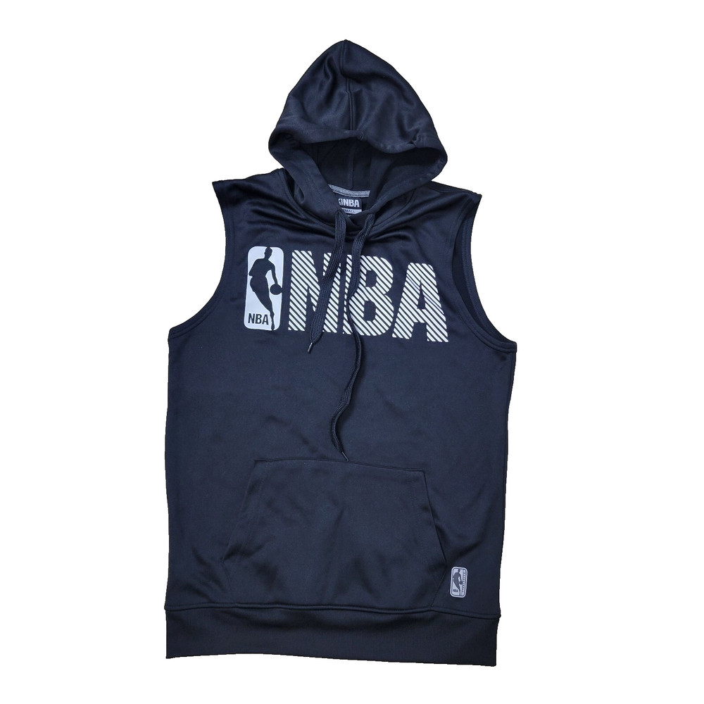 NBA Mens Small Black Big Logo Graphic Print Sleeveless Hoodie