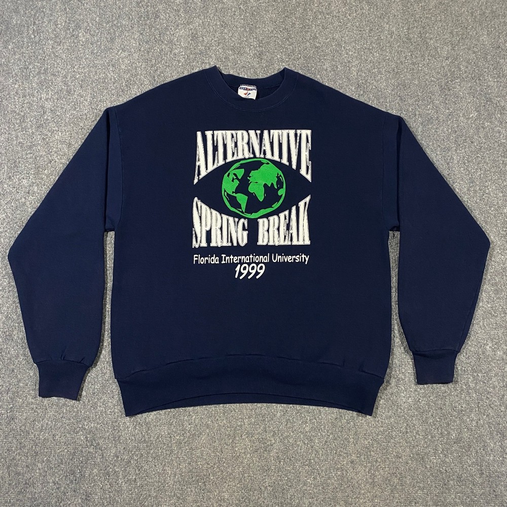 VINTAGE FIU Alternative Spring Break 1999 Sweatshirt Adult L Blue University 90s