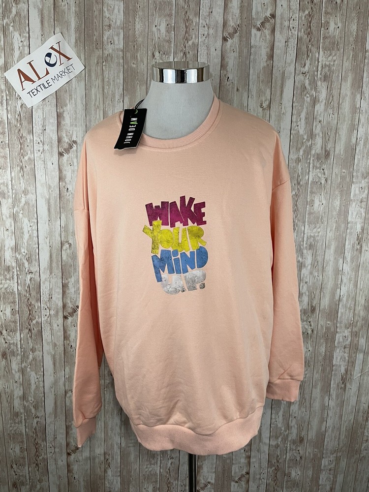 John Dean Shirt Mens 2XL Sweater Pink Sweatshirt Pullover Wake Your Mind Up N155