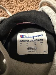 Champion Gray Pullover Hoodie Fleece Logo Hooded Pockets S Men’s