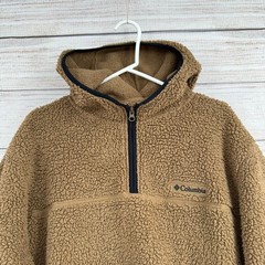 Columbia Sherpa Fleece Hoodie Mens XXL Tan Quarter Zip AM3781 Gorpcore Outdoor