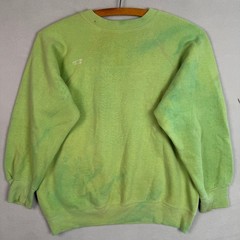 VTG 60s Sweatshirt M Green Blank Cotton Paint Marbled Fade Distressed Collegiate