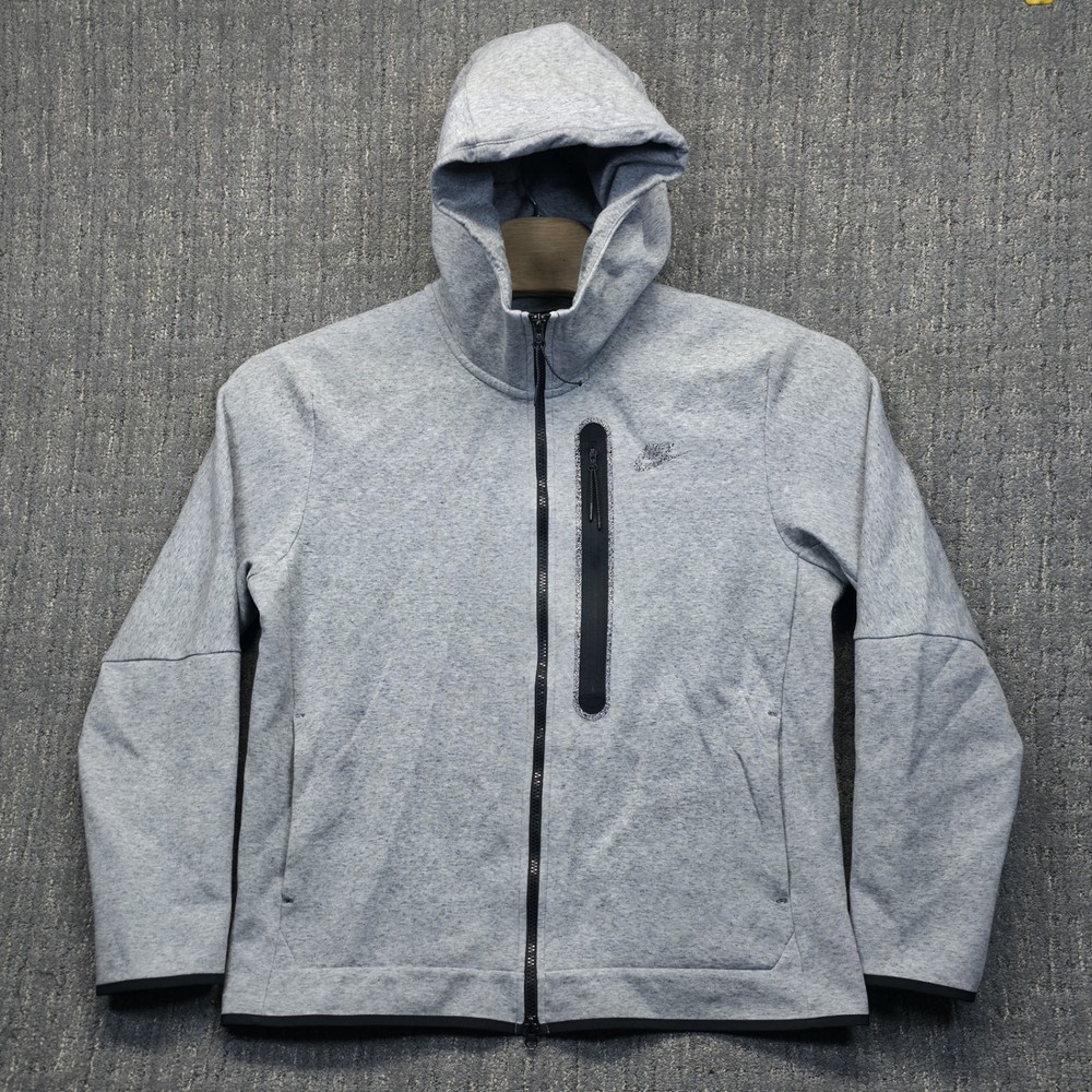 Nike Tech Fleece Hoodie Full Zip Grey Splatter Logo Mens Large DR9150-032 Train