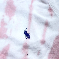 Polo Ralph Lauren Hoodie Men Medium Pink White Sweatshirt Sweater Tie Dye Pony