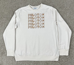 Peloton Sweatshirt Mens Extra Large White Pullover Crewneck Cycling Gym Logo XL