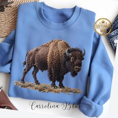 Bison Sweatshirt Boho Buffalo Wildlife Animal Nature Graphic Printed