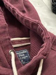 Abercrombie & Fitch Burgundy Logo Waffle Knit Pullover Hoodie Men’s XS