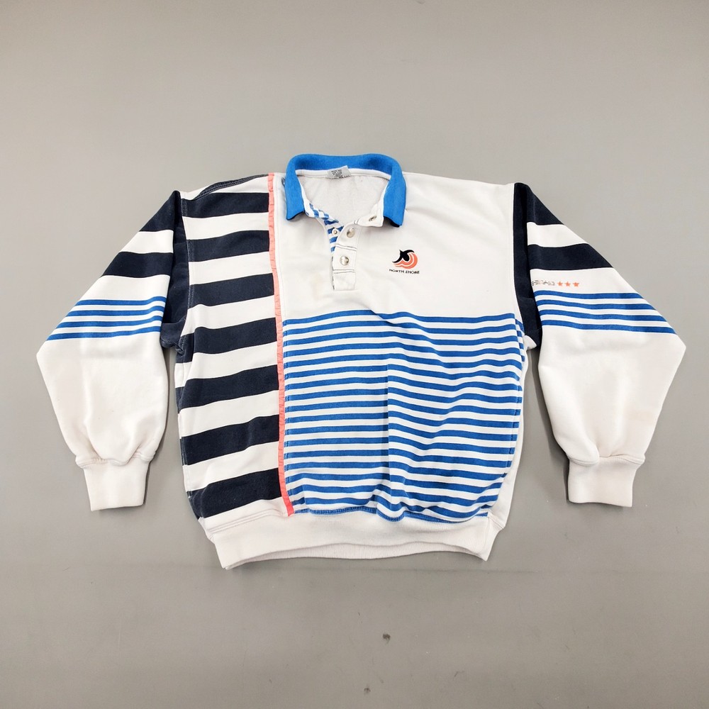 Vintage 80s HEAD Ski Retro Colorblock Collared 1/4 Button Henley Sweatshirt M