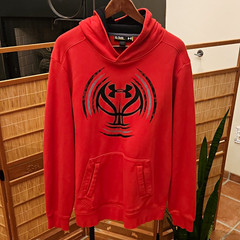 Under Armour Men’s XL Red Polyester Fleece Pullover Hoodie Graphic Logo Loose