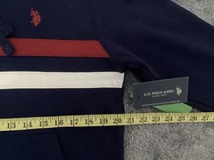 US Polo Assn Striped Navy Blue Pullover Hoodie Fleece Men’s Size S Cotton Blend