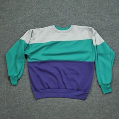 Vintage MTO Sport Sweatshirt Adult Medium Purple Green Colorblock Pullover 90s
