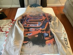 Stray Men’s Large Hoodie with Race Car Graphic New With Tags Beige Color