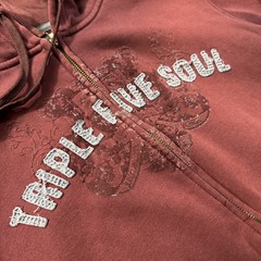 Vintage Triple Five Soul Red Zip Up Hoodie M Faded RARE Details