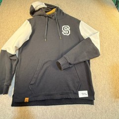 Holloway Adult Large Black White Colorblock Hoodie Varsity S Patch Sweatshirt