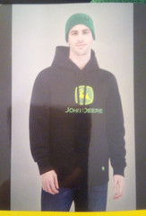 NEW John Deere Men’s Fleece Black Hoodie with Green Beanie Sizes S M XL