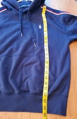 Polo Ralph Lauren Navy Hoodie Red/White/Blue Stripes Down Sleeves Size S