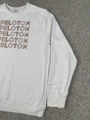 Peloton Sweatshirt Mens Extra Large White Pullover Crewneck Cycling Gym Logo XL