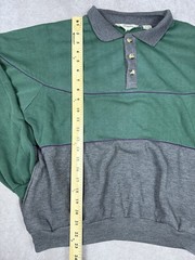 Vintage Haband Colorblock Polo Sweatshirt Men’s Medium Green Purple Gray 90s