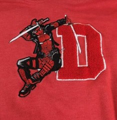 Marvel Deadpool Hoodie – Varsity Letter Embroidered D Sz L Red Kangaroo Pocket