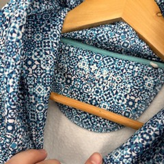 Maerleg Performance Hoodie Blue Geometric Tile Print Pullover Athletic Large