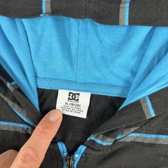 Vintage Y2K DC Shoes Hoodie Adult Medium Teens XL Zip Up Skater Striped Cyber