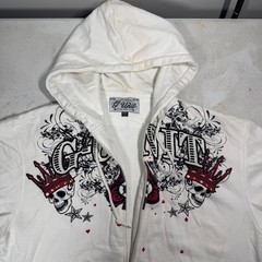 Vintage G-Unit Mens Full Zip Hoodie White Skull Crown XXL Y2K Streetwear READ