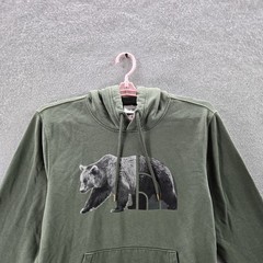 The North Face Men Hoodie M Green Embroidered Fleece Bear Graphic Activewear