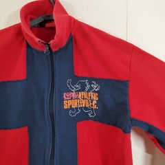 Esprit Sweatshirt Mens Medium Red Mock Neck Full Zip Long Sleeve Graphic Casual