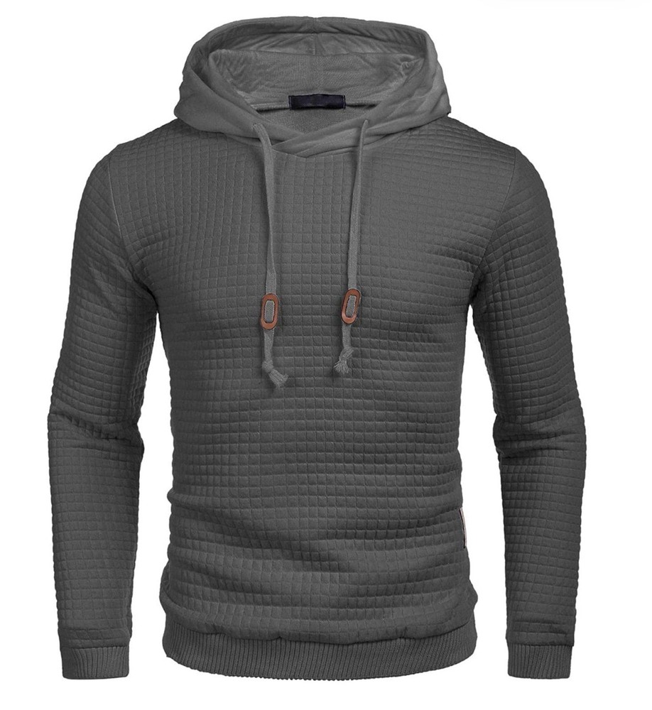 Gym Drawstring Plaid Jacquard Hoodie AMJ007022 D Gray 3X New Gym/Streetwear🙏
