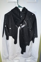 Men’s Black/White Space Graphic Print Pullover Hoodie Drawstring Pockets M
