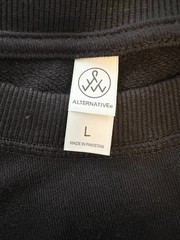 Alternative Apparel Black Crewneck Sweatshirt with Raw Hem | M, L, XL
