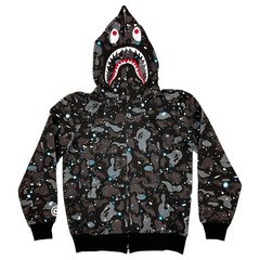BAPE Space Camo Shark WGM Full Zip Hoodie Black Galaxy A Bathing Ape