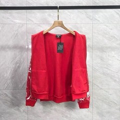 Mixed Emotion – Printed Lettering Print Zippered Hooded Sweatshirt