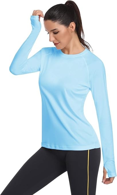 SPF 50 Women Sun Protection Shirt UV Long Sleeve Hiking Top Quick Dry Outdoor To