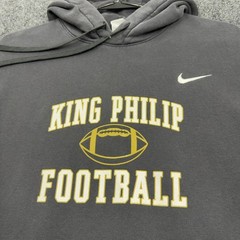 King Philip Football Nike Hoodie Mens L Grey Cotton Fleece Pullover Sports Style