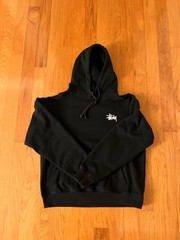 large black basic Stussy logo hoodie