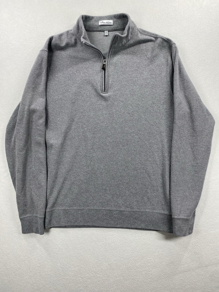 Peter Millar 1/4 Zip Sweater Men’s L Gray Rayon Fleece Outdoors Pullover Golf
