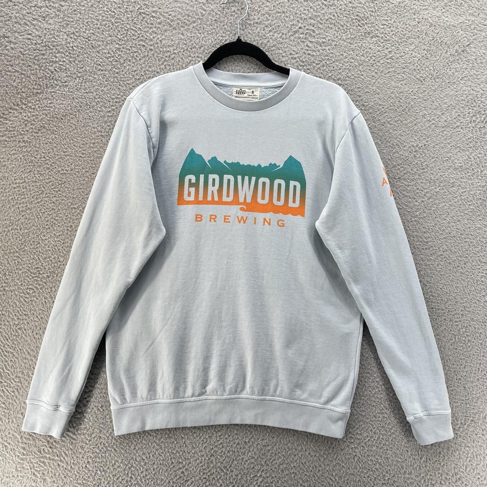 Farm Fresh Girdwood Brewing Sweatshirt Men Small Grey Organic Cotton Sustainable