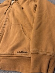 L.L. Bean Katahdin Iron Works Hoodie Full Zip Mens M Fleece Lined Yellow/Tan
