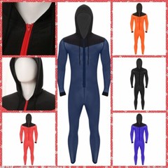 Men Jumpsuit Overalls Hooded Sexy Bodysuit One Piece Nightwear Mesh Romper