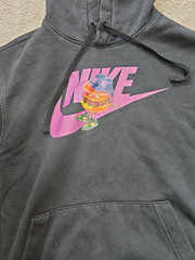 Nike Sportswear Hoodie Black Pink Swoosh Graphic Print Size Small Made Egypt